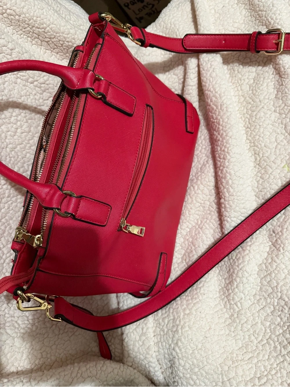 Vintage Red Satchel with Gold Hardware
